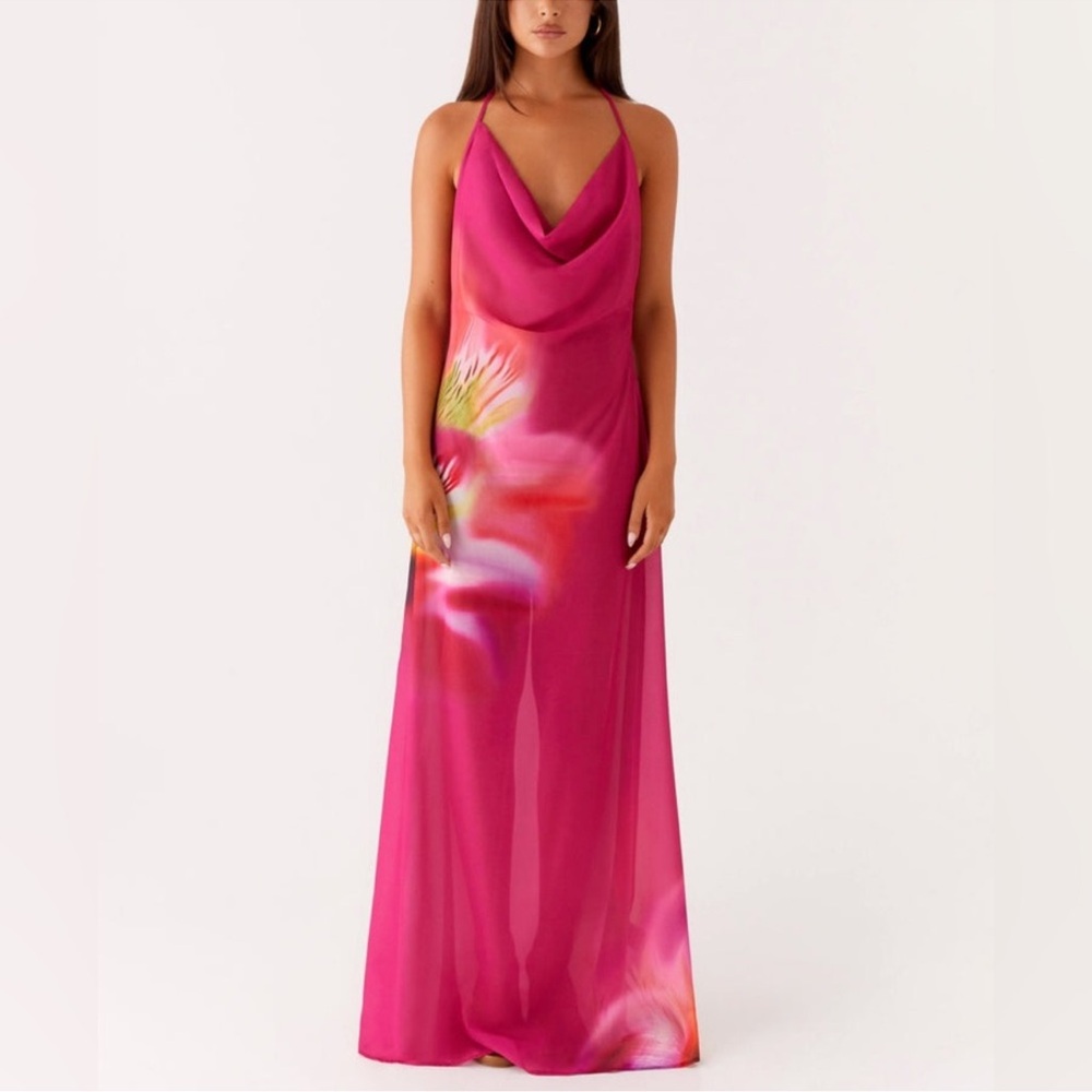 Peppermayo NWT Fantasy Maxi Dress Pink Tropical Sz 10 - Picture 3 of 9
